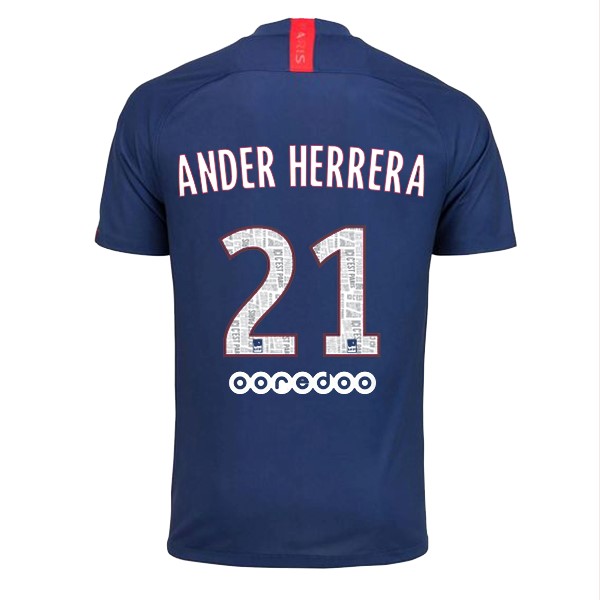 Maillot Football Paris Saint Germain NO.21 Ander Herrera Domicile 2019-20 Bleu